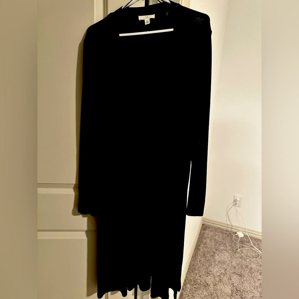 Halston black long duster